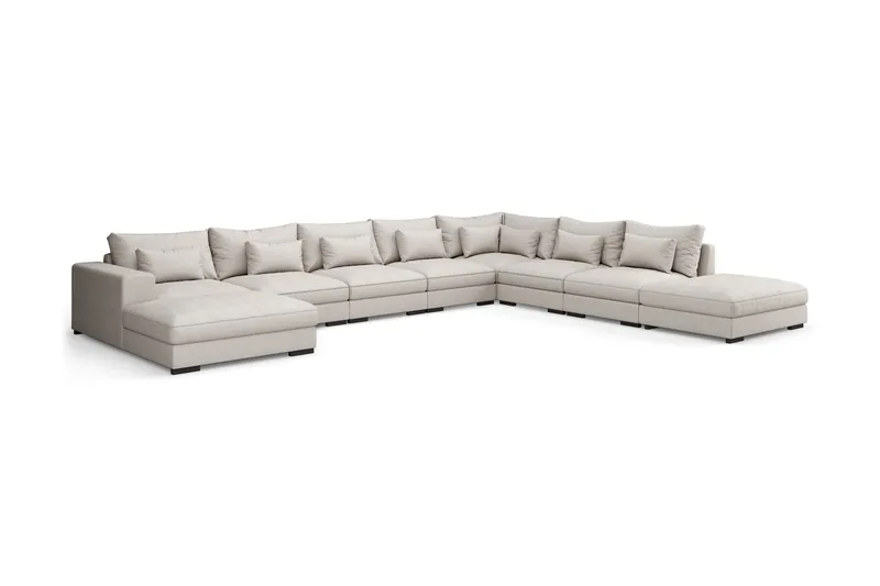 Dubai U-modulsofa Large med divan venstre ekstra dyb - Beige - Møbler - Sofaer - Modulsofaer - Komplet modulsofa