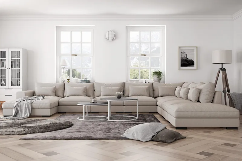 Dubai U-modulsofa Large med divan venstre ekstra dyb - Beige - Møbler - Sofaer - Modulsofaer - Komplet modulsofa