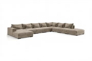 Dubai U-modulsofa Large med divan venstre ekstra dyb i Chenille - Brun - Møbler - Sofaer - Modulsofaer - Komplet modulsofa