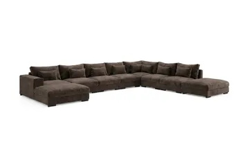 Dubai U-modulsofa Large med divan venstre ekstra dyb i Chenille - Mørkebrun - Møbler - Sofaer - Modulsofaer - Komplet modulsofa