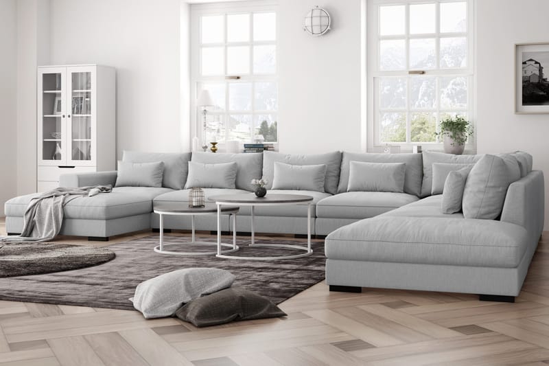Dubai U-modulsofa Large med divan venstre ekstra dyb - lysegrå - Møbler - Sofaer - Modulsofaer - Komplet modulsofa