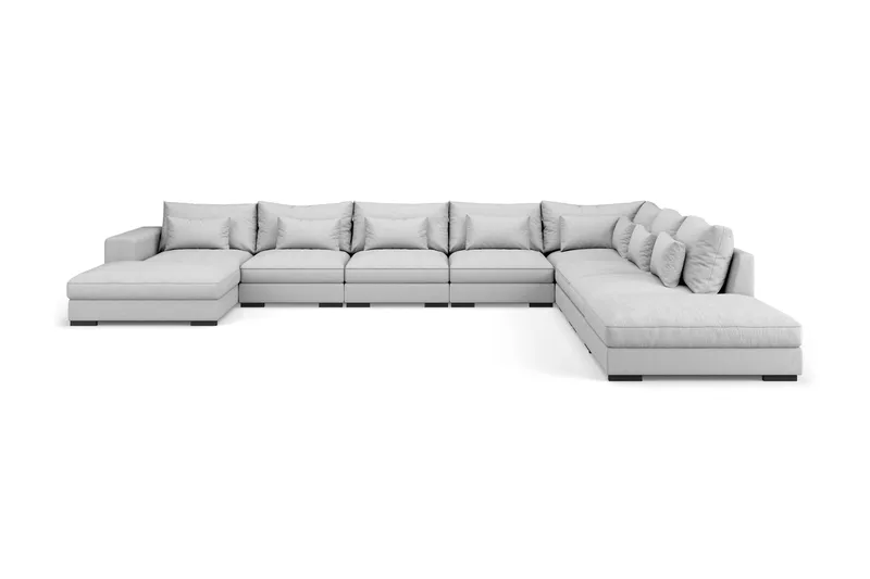 Dubai U-modulsofa Large med divan venstre ekstra dyb, lysegrå