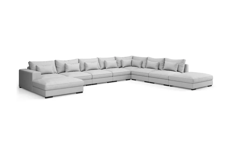 Dubai U-modulsofa Large med divan venstre ekstra dyb - lysegrå - Møbler - Sofaer - Modulsofaer - Komplet modulsofa