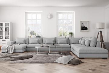 Dubai U-modulsofa Large med divan venstre ekstra dyb - lysegrå - Møbler - Sofaer - Modulsofaer - Komplet modulsofa