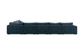 Dubai U-modulsofa Large med divan venstre fløjl ekstra dyb - Blå - Møbler - Sofaer - Modulsofaer - Komplet modulsofa