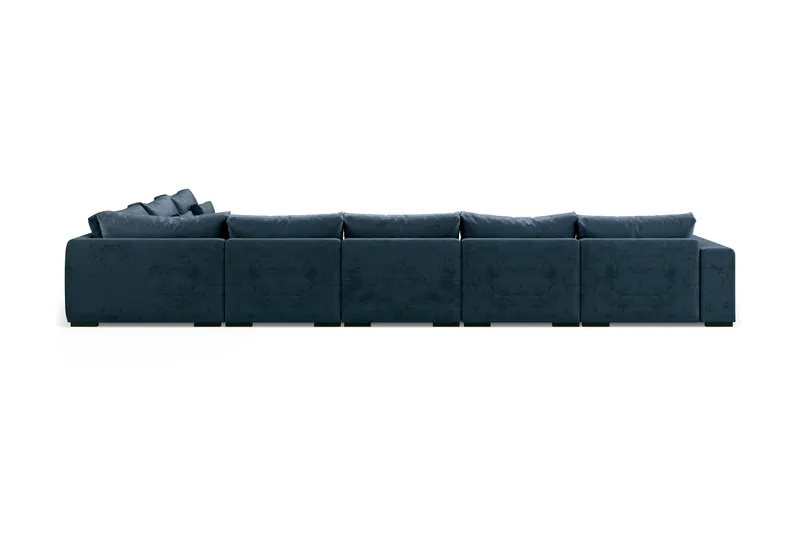 Dubai U-modulsofa Large med divan venstre fløjl ekstra dyb - Blå - Møbler - Sofaer - Modulsofaer - Komplet modulsofa