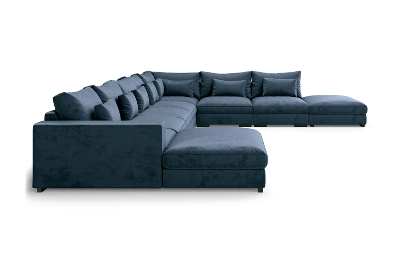 Dubai U-modulsofa Large med divan venstre fløjl ekstra dyb - Blå - Møbler - Sofaer - Modulsofaer - Komplet modulsofa