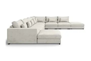 Dubai U-modulsofa Large med divan venstre fløjl ekstra dyb - Hvid - Møbler - Sofaer - Modulsofaer - Komplet modulsofa