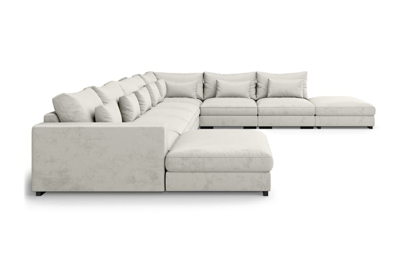 Dubai U-modulsofa Large med divan venstre fløjl ekstra dyb - Hvid - Møbler - Sofaer - Modulsofaer - Komplet modulsofa