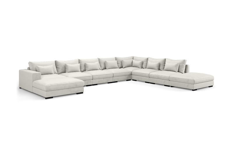 Dubai U-modulsofa Large med divan venstre fløjl ekstra dyb - Hvid - Møbler - Sofaer - Modulsofaer - Komplet modulsofa