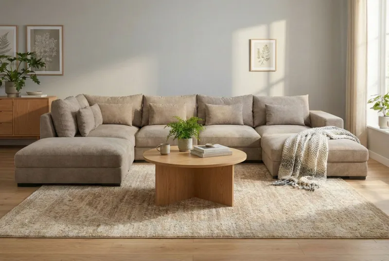 Dubai U-modulsofa med divan højre ekstra dyb i Chenille - Brun - Møbler - Sofaer - Modulsofaer - Komplet modulsofa