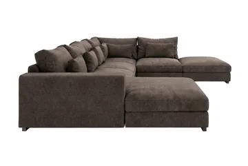 Dubai U-modulsofa med divan højre ekstra dyb i Chenille - Mørkebrun - Møbler - Sofaer - Modulsofaer - Komplet modulsofa