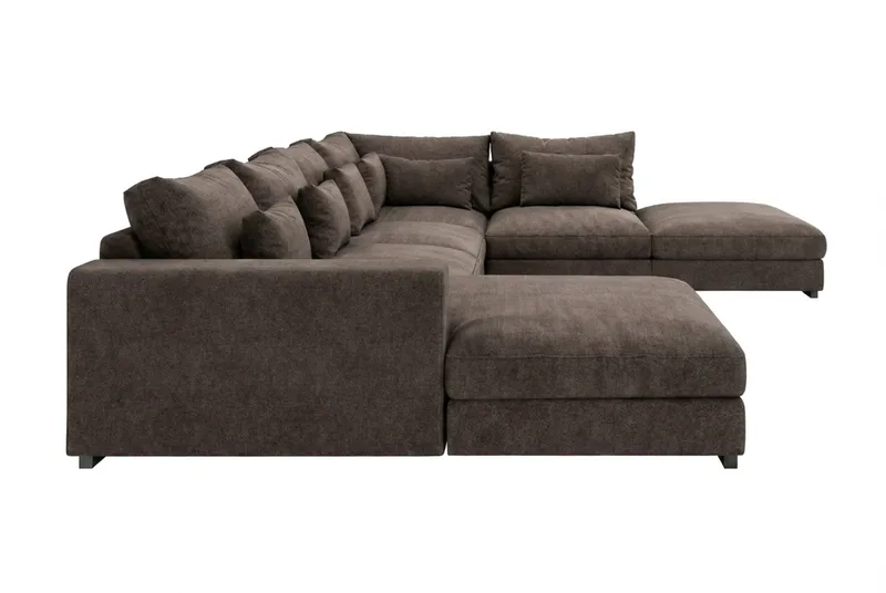 Dubai U-modulsofa med divan højre ekstra dyb i Chenille - Mørkebrun - Møbler - Sofaer - Modulsofaer - Komplet modulsofa