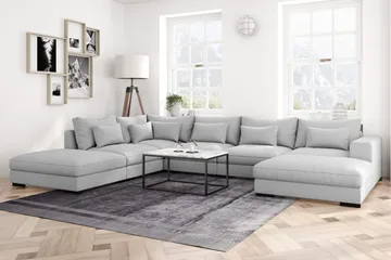 Dubai U-modulsofa med divan højre ekstra dyb - lysegrå - Møbler - Sofaer - Modulsofaer - Komplet modulsofa