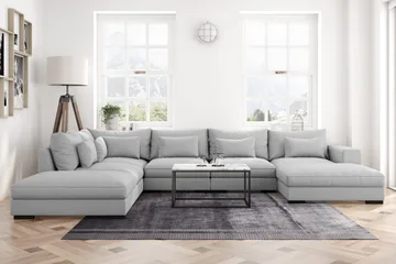 Dubai U-modulsofa med divan højre ekstra dyb - lysegrå - Møbler - Sofaer - Modulsofaer - Komplet modulsofa