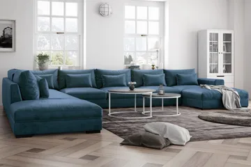 Dubai U-modulsofa med divan højre fløjl ekstra dyb