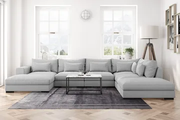 Dubai U-modulsofa med divan venstre ekstra dyb - lysegrå - Møbler - Sofaer - Modulsofaer - Komplet modulsofa
