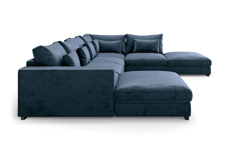 Dubai U-modulsofa med divan venstre fløjl ekstra dyb - Blå - Møbler - Sofaer - Modulsofaer - Komplet modulsofa