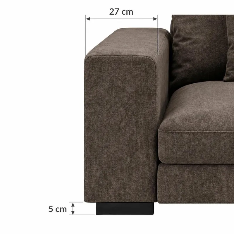 Dubai Venstrevendt Bred Armlænsmodul til Modulsofa 27 cm i Chenille - Brun - Møbler - Sofaer - Modulsofaer - Andre moduler til modulsofa