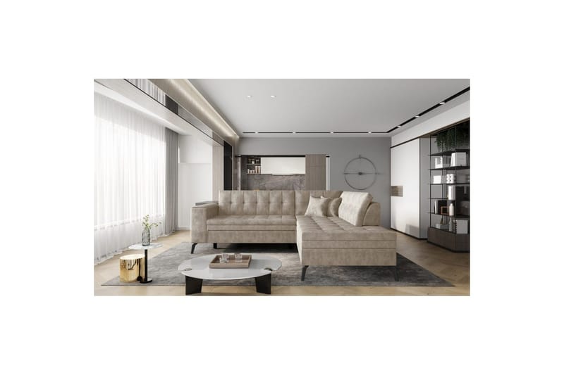 Modulsofa Eltap Lanvin 260x210x93 cm, Leve 18, Beige, Højre