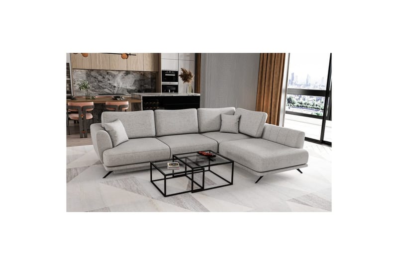 Modulsofa Eltap Larde 286x191x90 cm - Borneo 4, Grå, Højre - Møbler - Sofaer - Sovesofaer