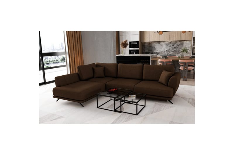 Modulsofa Eltap Larde 286x191x90 cm - Flores 21, Brun, Venstre - Møbler - Sofaer - Sovesofaer