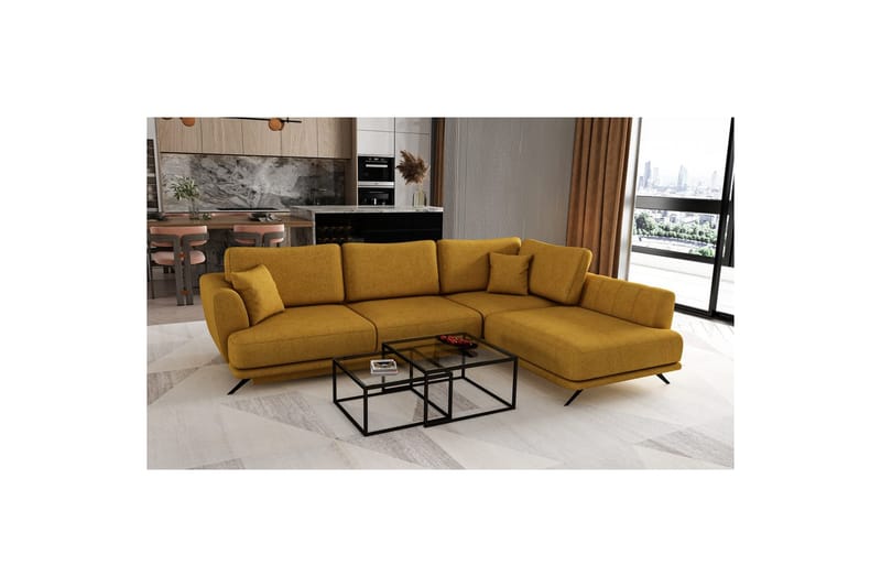 Modulsofa Eltap Larde 286x191x90 cm - Gojo 45, Gul, Højre - Møbler - Sofaer - Sovesofaer