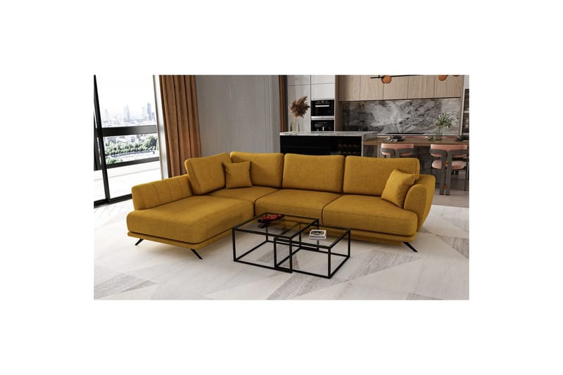 Modulsofa Eltap Larde 286x191x90 cm, Gojo 45, Gul, Venstre