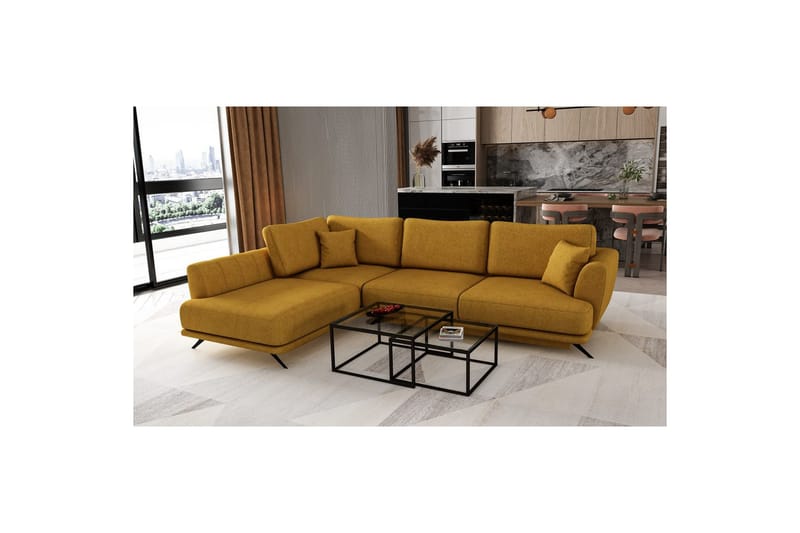 Modulsofa Eltap Larde 286x191x90 cm - Gojo 45, Gul, Venstre - Møbler - Sofaer - Sovesofaer