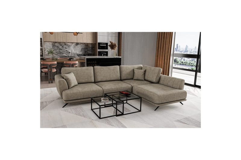 Modulsofa Eltap Larde 286x191x90 cm - Leve 18, Beige, Højre - Møbler - Sofaer - Sovesofaer