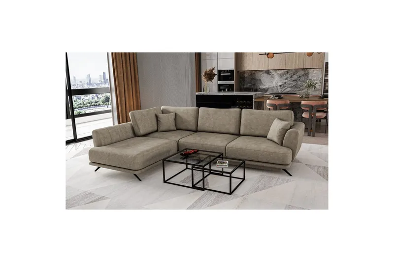 Modulsofa Eltap Larde 286x191x90 cm - Leve 18, Beige, Venstre - Møbler - Sofaer - Sovesofaer
