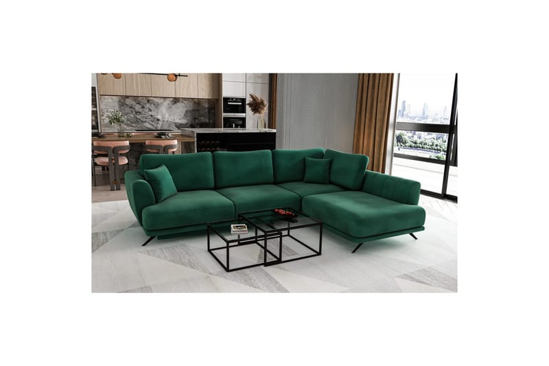 Modulsofa Eltap Larde 286x191x90 cm - Loco 35, Mørkegrøn, Højre - Møbler - Sofaer - Sovesofaer