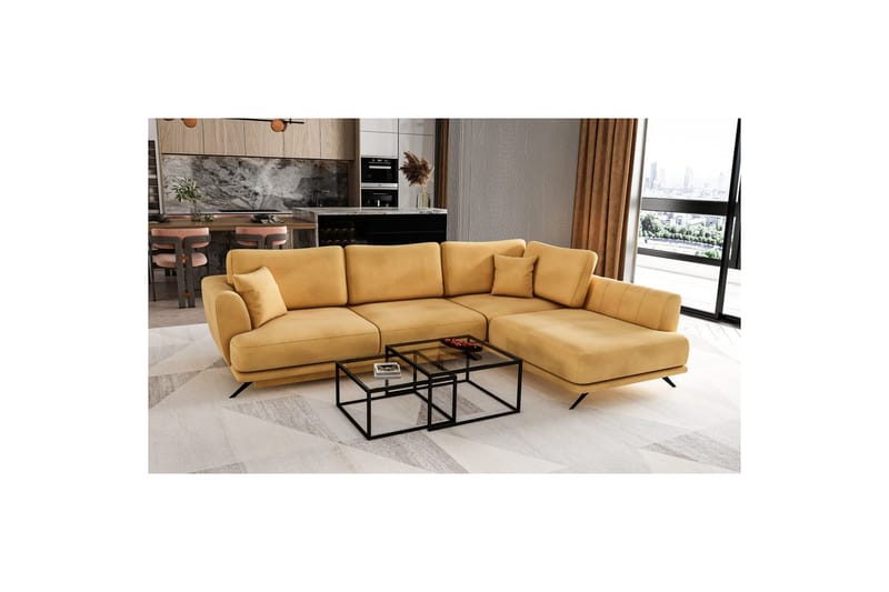 Modulsofa Eltap Larde 286x191x90 cm - Loco 45, Gul, Højre - Møbler - Sofaer - Sovesofaer