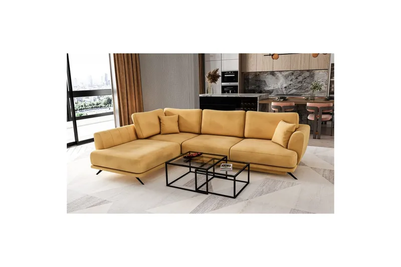 Modulsofa Eltap Larde 286x191x90 cm - Loco 45, Gul, Venstre - Møbler - Sofaer - Sovesofaer
