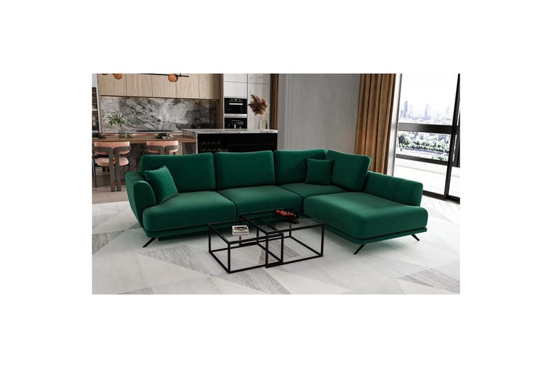 Modulsofa Eltap Larde 286x191x90 cm - Lukso 35, Mørk Grøn, Højre - Møbler - Sofaer - Sovesofaer