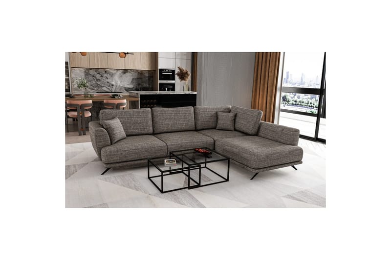 Modulsofa Eltap Larde 286x191x90 cm - Marte 130, Grå, Højre - Møbler - Sofaer - Sovesofaer