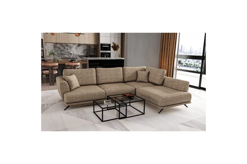 Modulsofa Eltap Larde 286x191x90 cm - Marte 20, Beige, Højre - Møbler - Sofaer - Sovesofaer