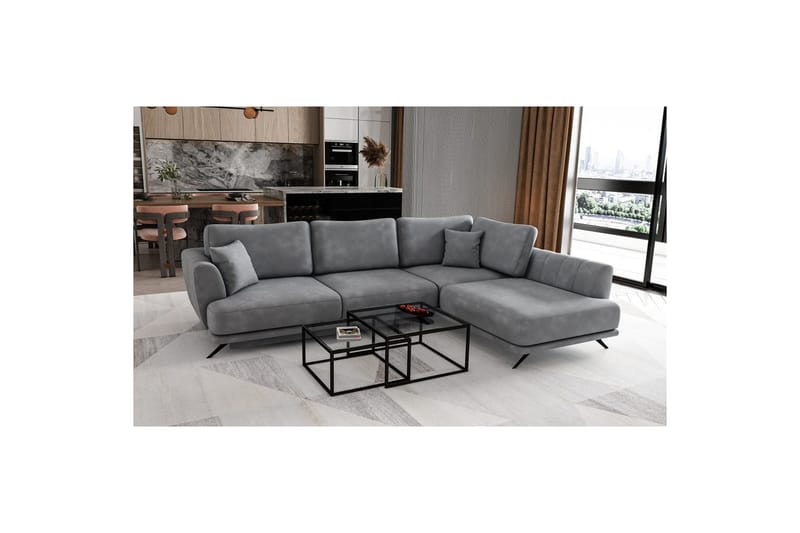 Modulsofa Eltap Larde 286x191x90 cm - Nube 3, Lysegrå, Højre - Møbler - Sofaer - Sovesofaer