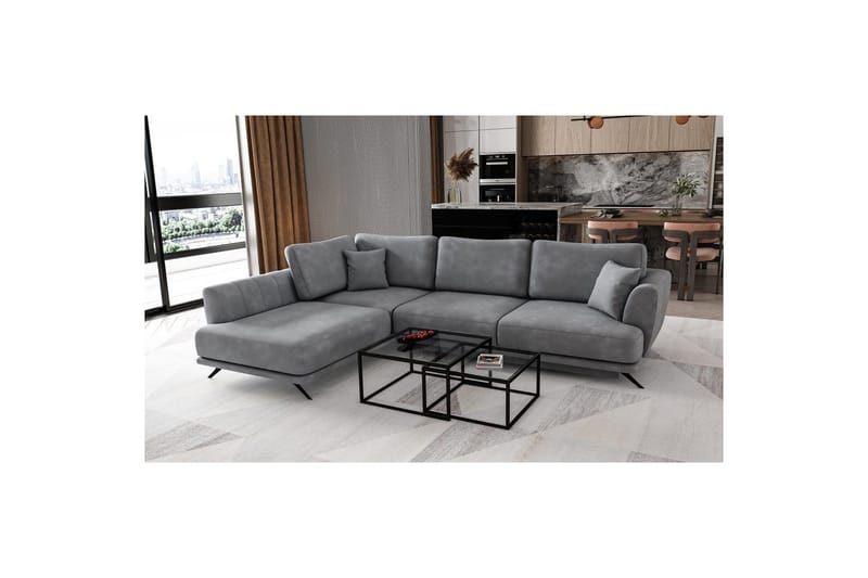 Modulsofa Eltap Larde 286x191x90 cm - Nube 3, Lysegrå, Venstre - Møbler - Sofaer - Sovesofaer