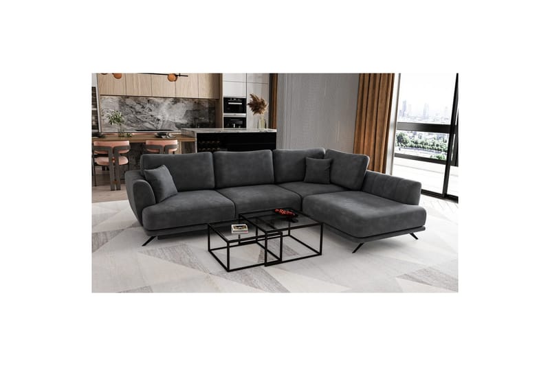 Modulsofa Eltap Larde 286x191x90 cm - Nube 6, Mørkegrå, Højre - Møbler - Sofaer - Sovesofaer