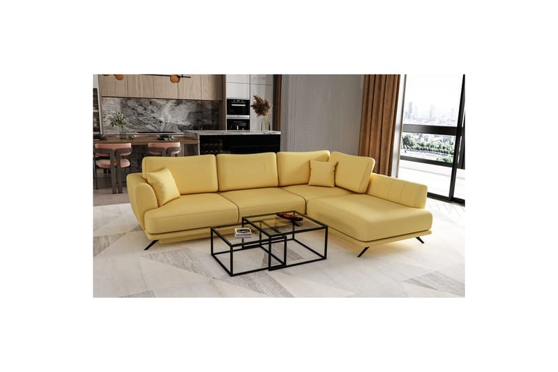 Modulsofa Eltap Larde 286x191x90 cm - Savoi 45, Gul, Højre - Møbler - Sofaer - Sovesofaer