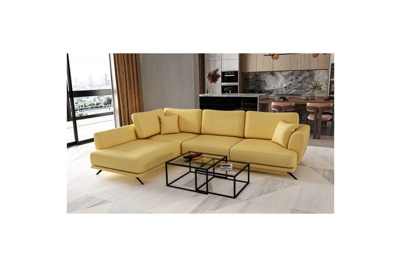 Modulsofa Eltap Larde 286x191x90 cm - Savoi 45, Gul, Venstre - Møbler - Sofaer - Sovesofaer