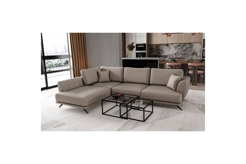 Modulsofa Eltap Larde 286x191x90 cm, Savoi 7, Beige, Venstre