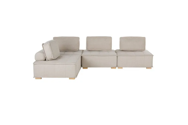 Hörnsoffa Beliani Tibro Beige/ljust trä Beige||Light colored wood - Møbler - Sofaer - Modulsofaer - Komplet modulsofa