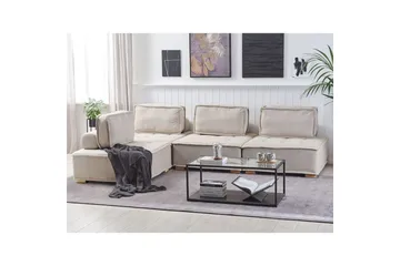 Hörnsoffa Beliani Tibro Beige/ljust trä Beige||Light colored wood - Møbler - Sofaer - Modulsofaer - Komplet modulsofa