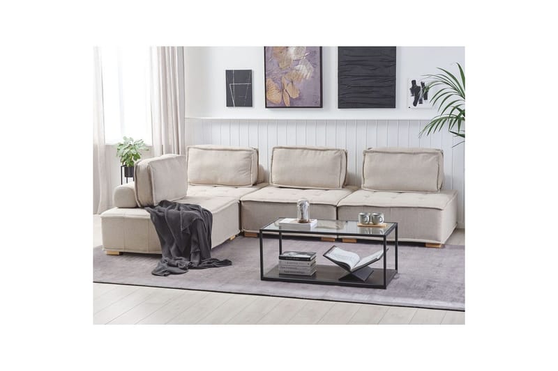 Hörnsoffa Beliani Tibro Beige/ljust trä Beige||Light colored wood - Møbler - Sofaer - Modulsofaer - Komplet modulsofa