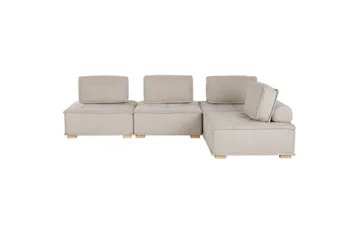 Hörnsoffa Beliani Tibro Beige/ljust trä Beige||Light colored wood - Møbler - Sofaer - Modulsofaer - Komplet modulsofa
