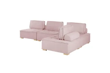 Hörnsoffa Beliani Tibro Beige/ljust trä Blush Pink||Light colored wood - Møbler - Sofaer - Modulsofaer - Komplet modulsofa