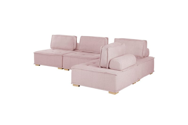 Hörnsoffa Beliani Tibro Beige/ljust trä Blush Pink||Light colored wood - Møbler - Sofaer - Modulsofaer - Komplet modulsofa