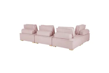 Hörnsoffa Beliani Tibro Beige/ljust trä Blush Pink||Light colored wood - Møbler - Sofaer - Modulsofaer - Komplet modulsofa